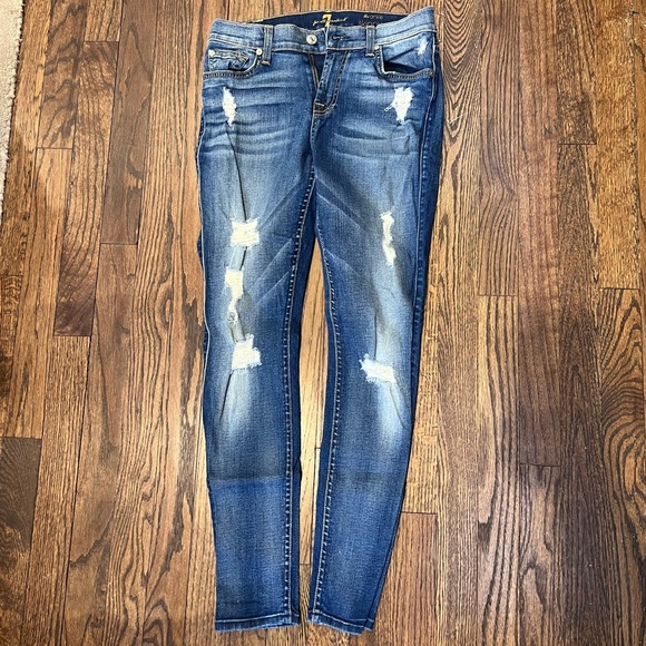 SEVEN JEANS- ANKLE SKINNY IN DISTRESSED LIGHT - Picture 7 of 10